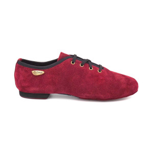 PortDance Damen Jazz Sneakers PD J001 - Nubuckleder Bordeaux Rot