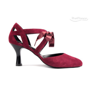 Portdance - Femmes Chaussures de Danse PD125 Premium - Nubuck Bordeaux - 5,5 cm
