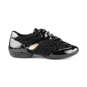 PortDance - Donne Dance Sneakers PD02 Fashion - Brevetto/Scamosciato Nero