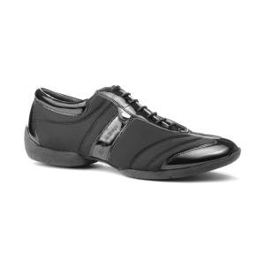 PortDance - Hombres Sneaker PD Pietro Premium - Charol/Lycra Negro