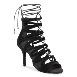 Rummos Damen Tanzschuhe Bachata 02 - Nubuck Schwarz - 8cm