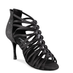 Rummos Femmes Chaussures de Danse Bachata 01 - Satin Noir - 8 cm