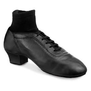 Rummos Hombres Latino Zapatos de Baile Premier 001 - Cuero Negro - 4,5 cm