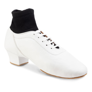 Rummos Homens Latino Sapatos de Dança Premier 004 - Pele Branco - 4,5 cm