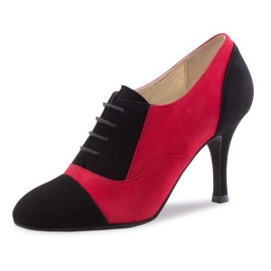 Nueva Epoca Damen Tanzschuhe Vicky - Veloursleder Schwarz/Rot - 6 cm