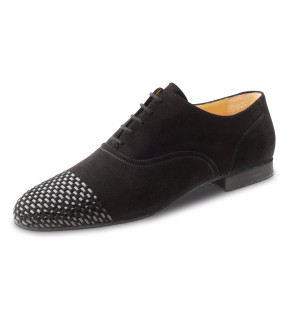 Werner Kern Hombres Zapatos de Baile Prato - Ante/Charol Negro Micro-Heel  - Größe: UK 7,5