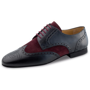 Werner Kern Hommes Chaussures de Danse Firenze - Cuir Noir/Suède Bordeaux  - Größe: UK 7,5