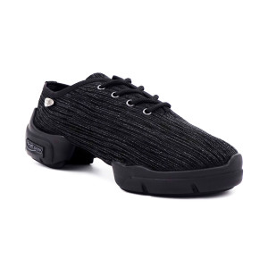 PortDance - Női Dance Sneakers PD926 Premium - Bör Fekete