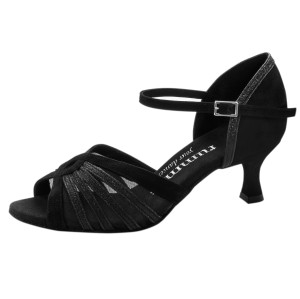 Rummos Damen Tanzschuhe R563 - Nubuck/Glitzer Schwarz