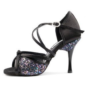 PortDance - Damen Tanzschuhe PD801 Pro - Satin Schwarz