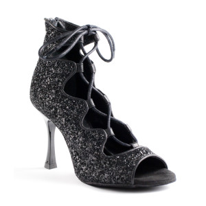 Satén Negro PortDance Mujeres Zapatos de Baile Latino PD631 Basic 6 cm Flare 