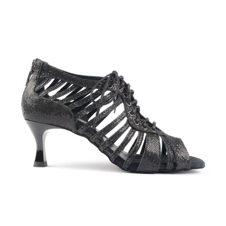 PortDance Mujeres Zapatos de Baile PD812 - Nabuk Glitter Negro - 5cm