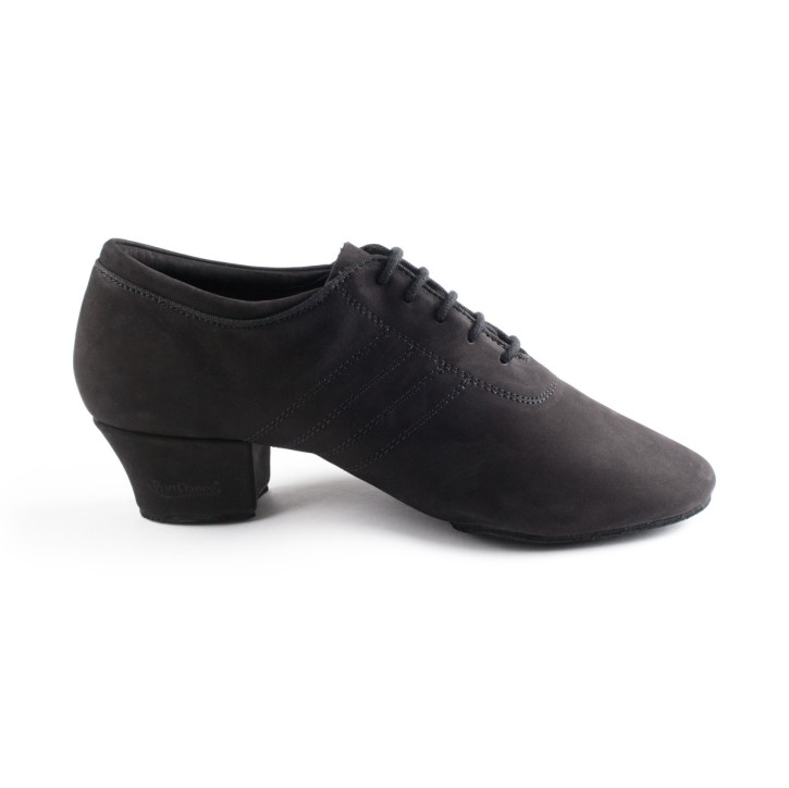 Portdance Hommes Chaussures de Danse Latin PD008 Premium - Nubuck Noir - 4 cm