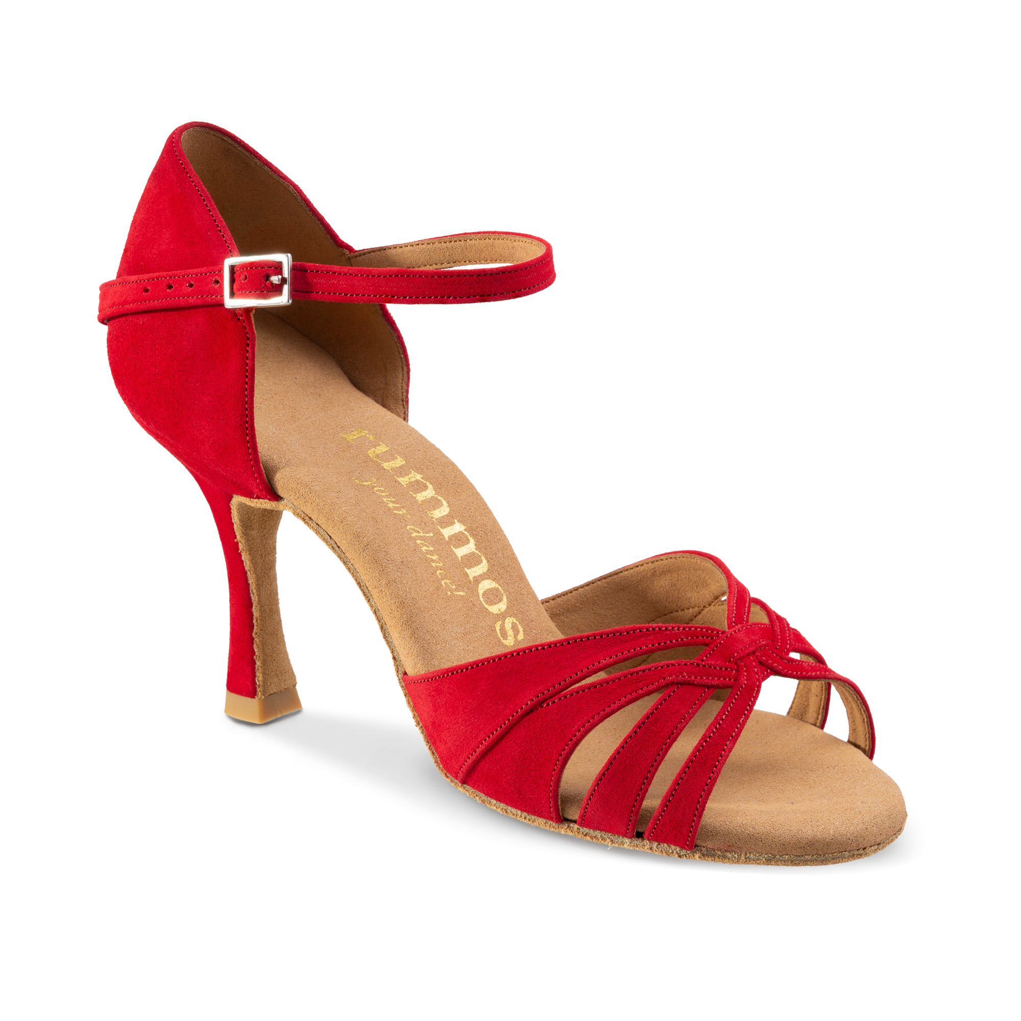 Rummos Mujeres Zapatos de Baile R383 Nobuk Rojo 7 cm
